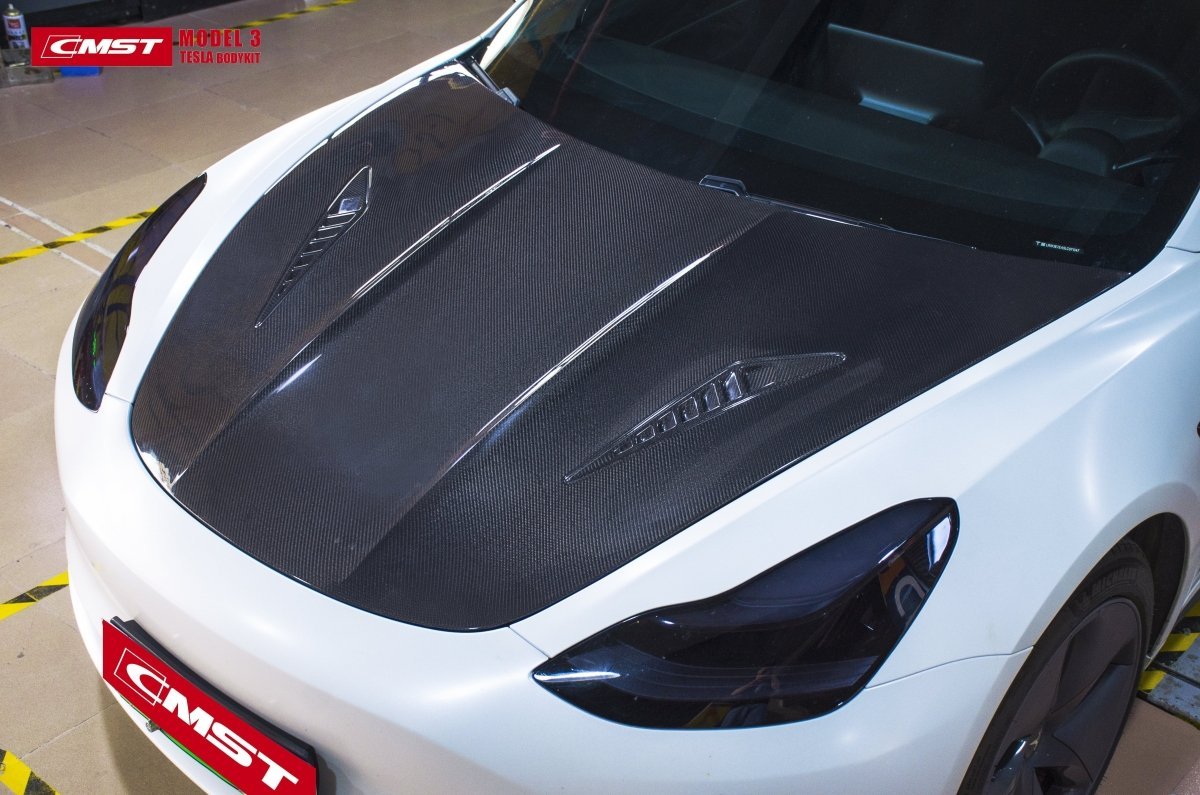 CMST - TESLA MODEL 3 CARBON FIBRE BONNET / HOOD V2 - Aero Carbon UK