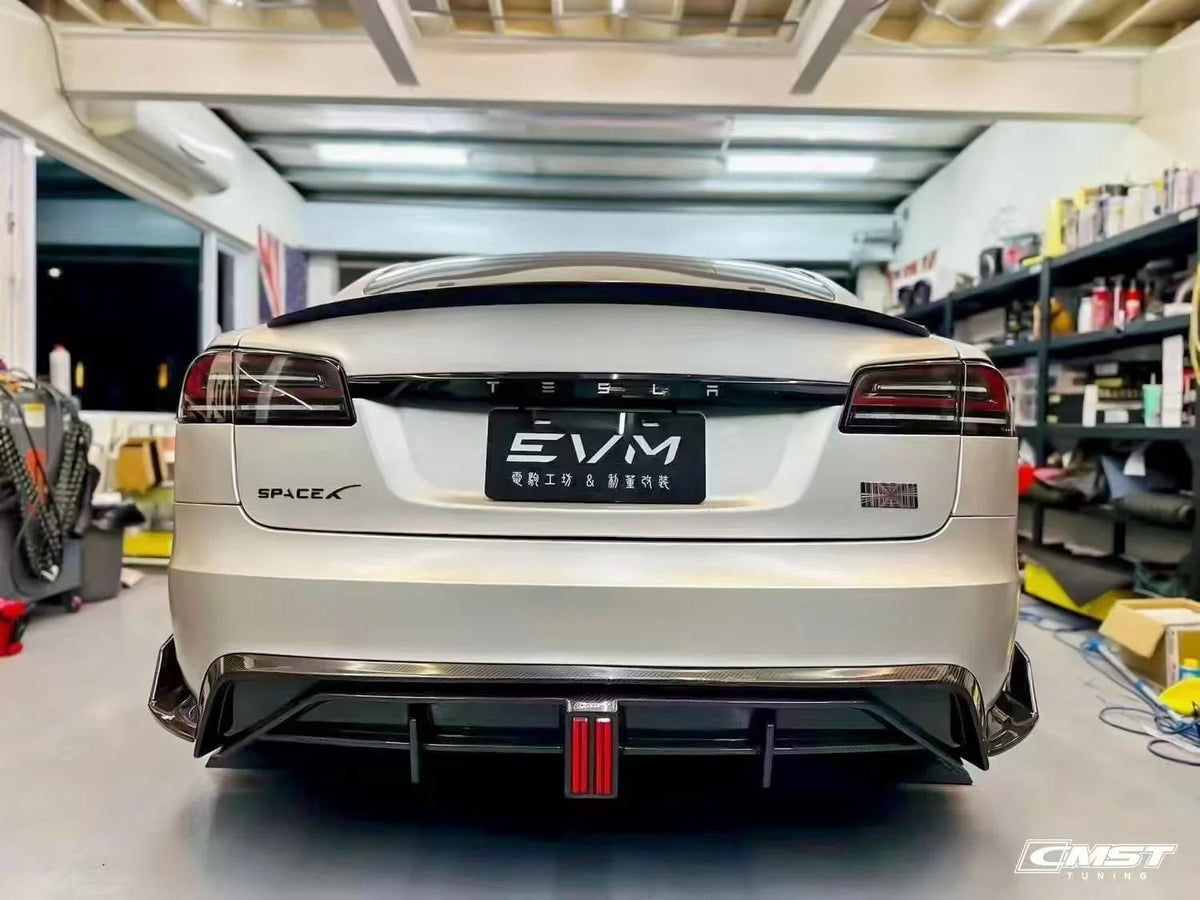 CMST - TESLA MODEL S 3RD GEN CARBON FIBRE REAR DIFFUSER & REAR SIDE WINGLETS - Aero Carbon UK