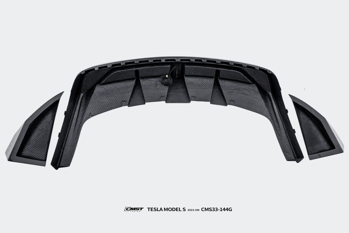 CMST - TESLA MODEL S 3RD GEN CARBON FIBRE REAR DIFFUSER & REAR SIDE WINGLETS - Aero Carbon UK