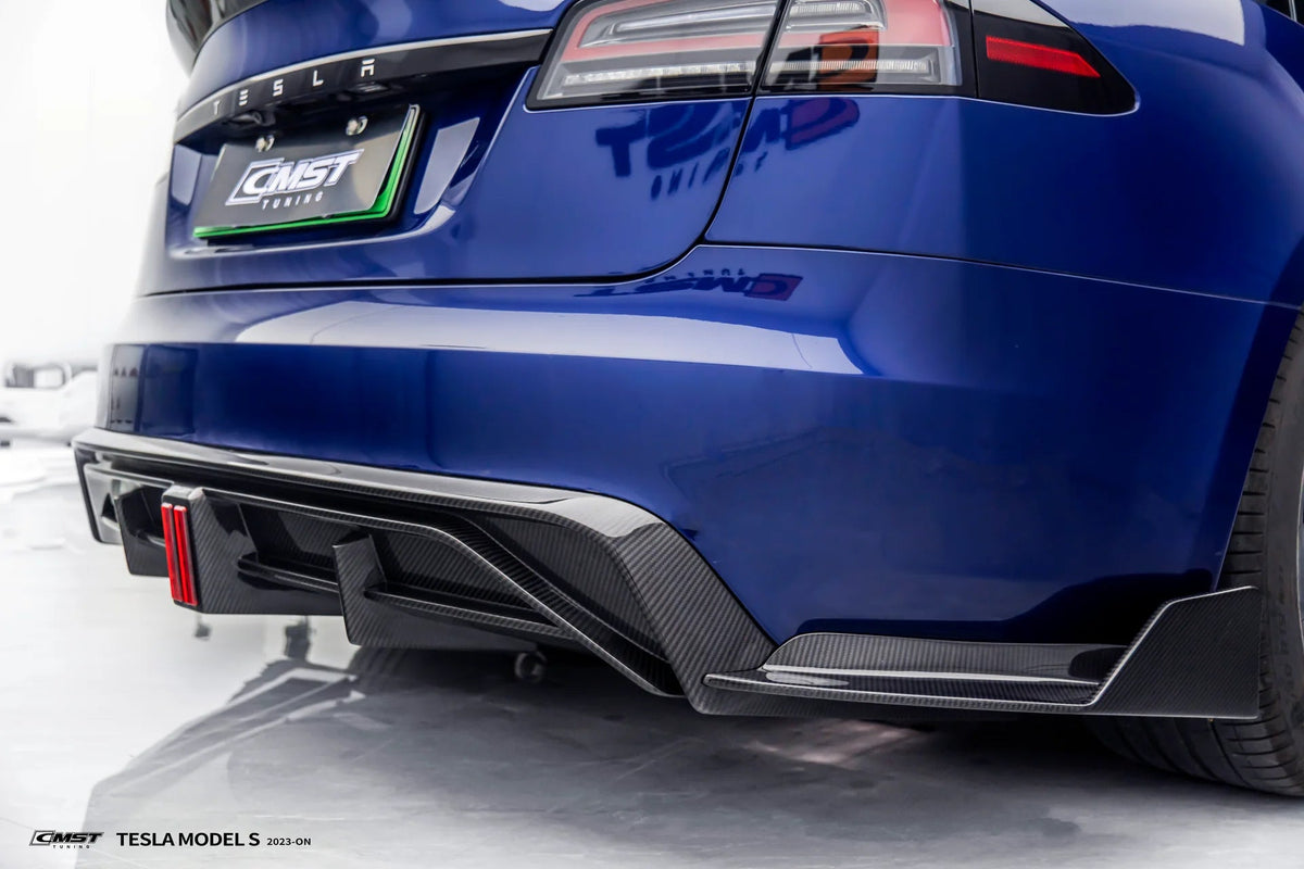 CMST - TESLA MODEL S 3RD GEN CARBON FIBRE REAR DIFFUSER & REAR SIDE WINGLETS - Aero Carbon UK
