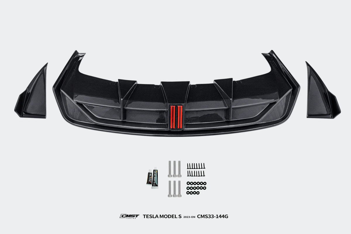CMST - TESLA MODEL S 3RD GEN CARBON FIBRE REAR DIFFUSER & REAR SIDE WINGLETS - Aero Carbon UK