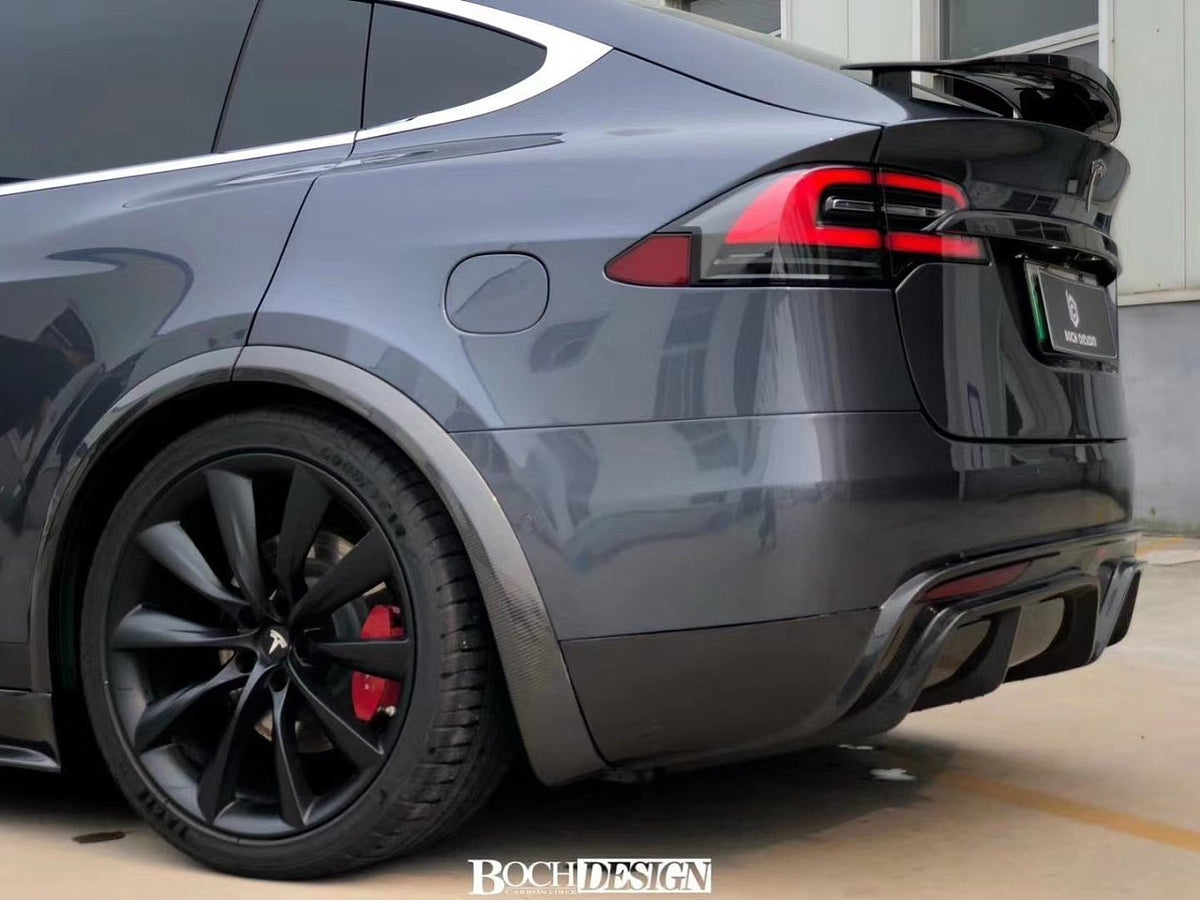 CMST - TESLA MODEL X GEN 1 2016-2021 DRY CARBON FIBRE REAR TRUNK CHROME DELETE - Aero Carbon UK