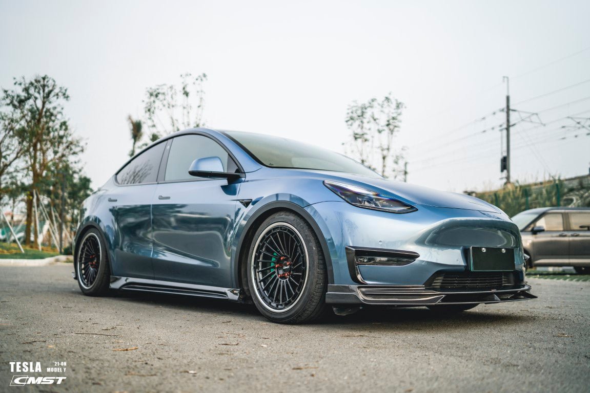 CMST - TESLA MODEL Y CARBON FIBRE SIDE SKIRTS V2 - Aero Carbon UK