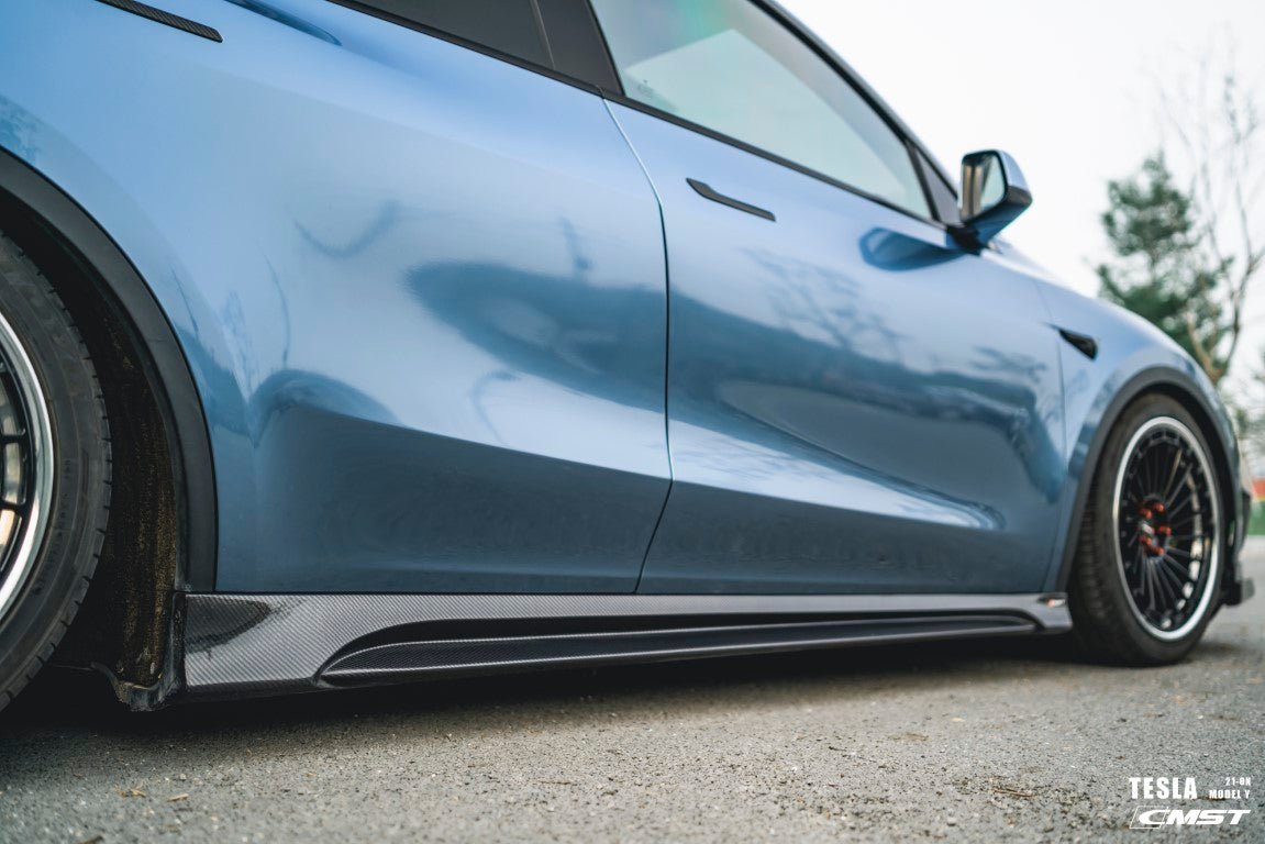 CMST - TESLA MODEL Y CARBON FIBRE SIDE SKIRTS V2 - Aero Carbon UK