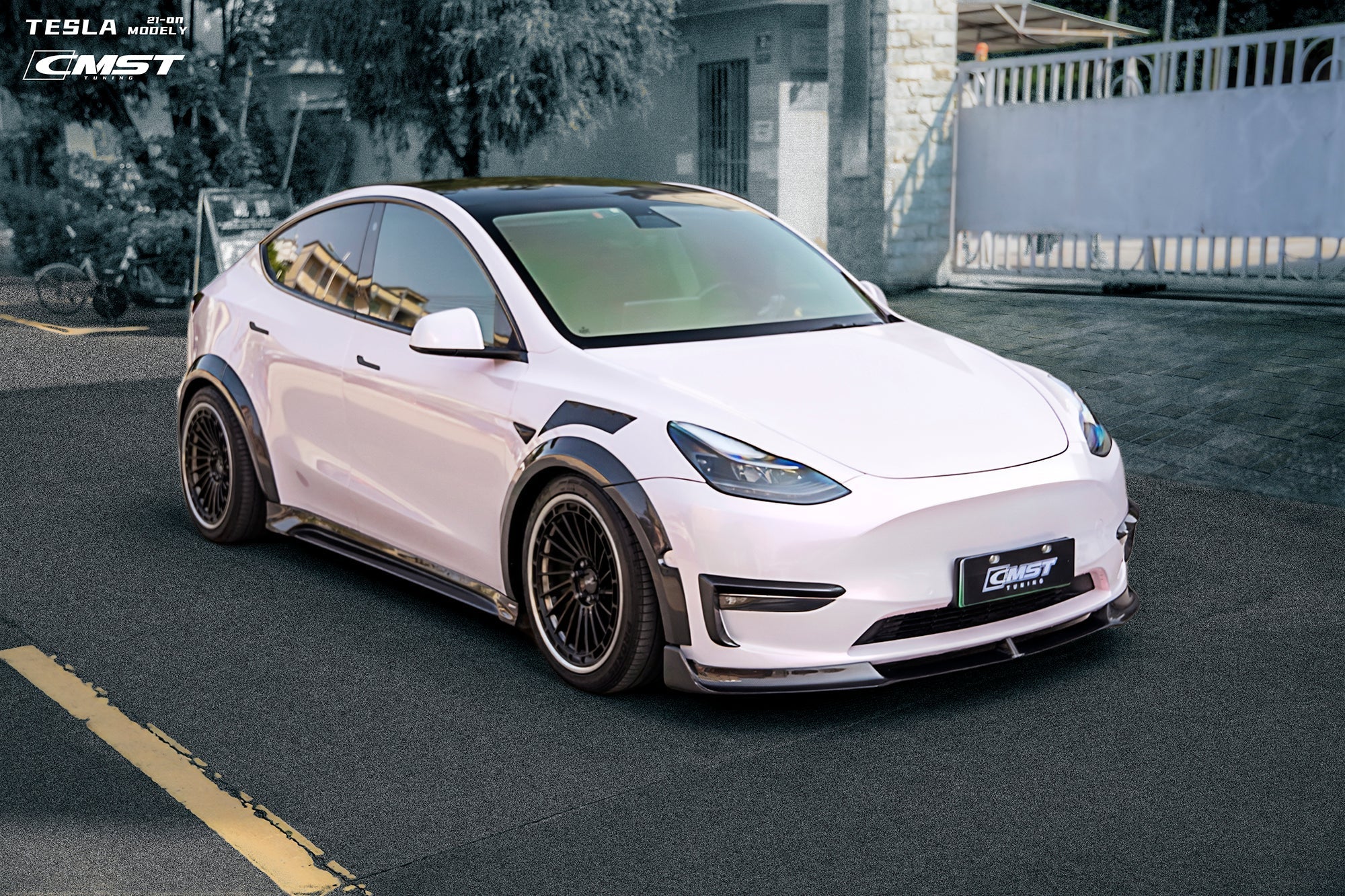 CMST - TESLA MODEL Y CARBON FIBRE SIDE SKIRTS V2 - Aero Carbon UK