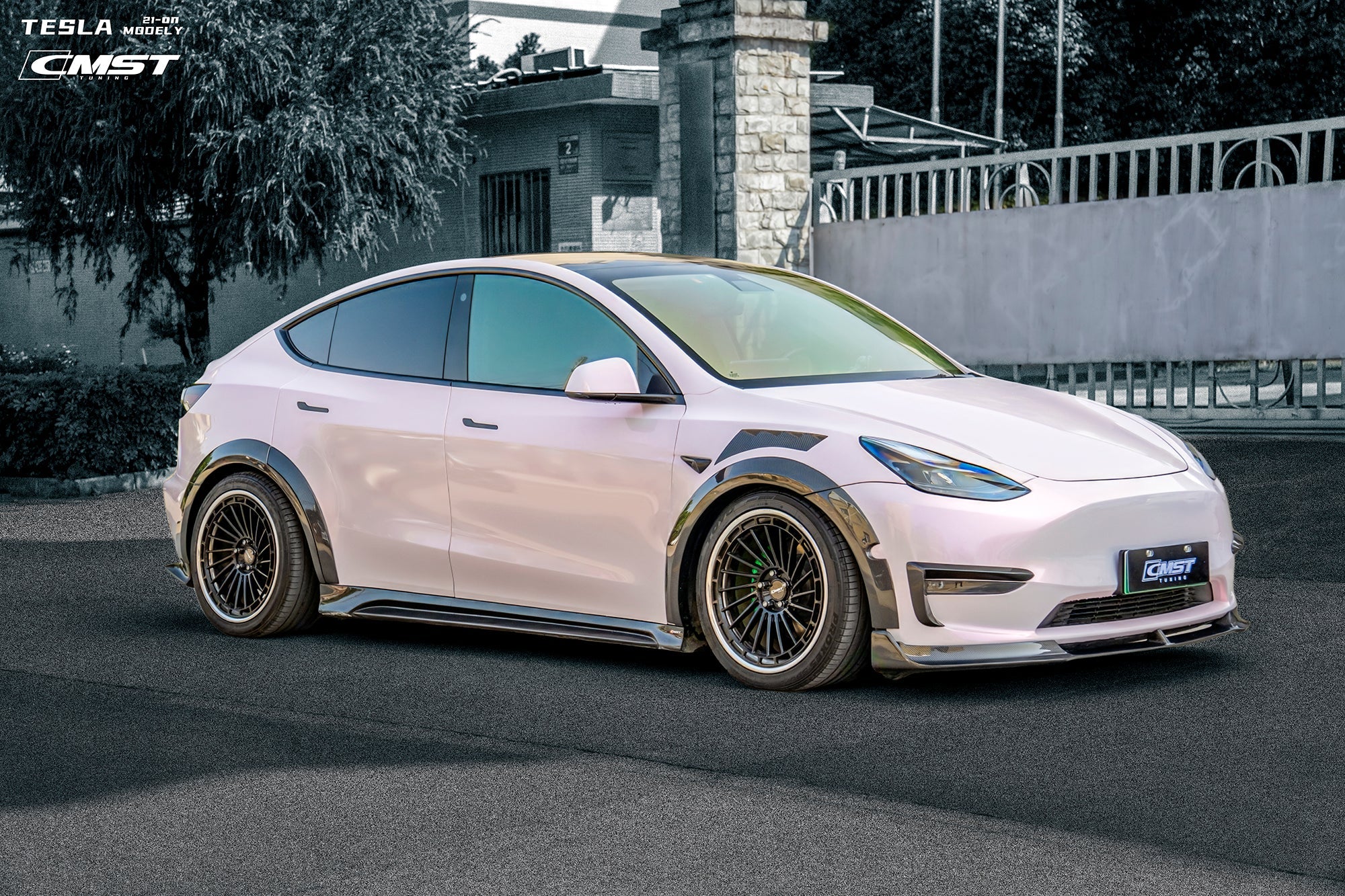 CMST - TESLA MODEL Y CARBON FIBRE SIDE SKIRTS V2 - Aero Carbon UK