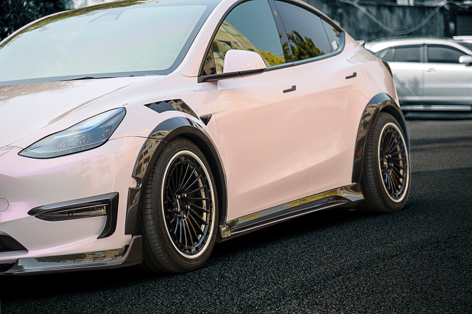 CMST - TESLA MODEL Y CARBON FIBRE SIDE SKIRTS V2 - Aero Carbon UK