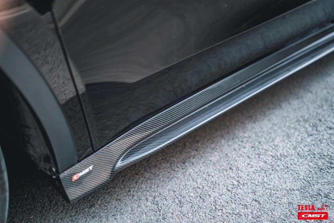 CMST - TESLA MODEL Y CARBON FIBRE SIDE SKIRTS V2 - Aero Carbon UK