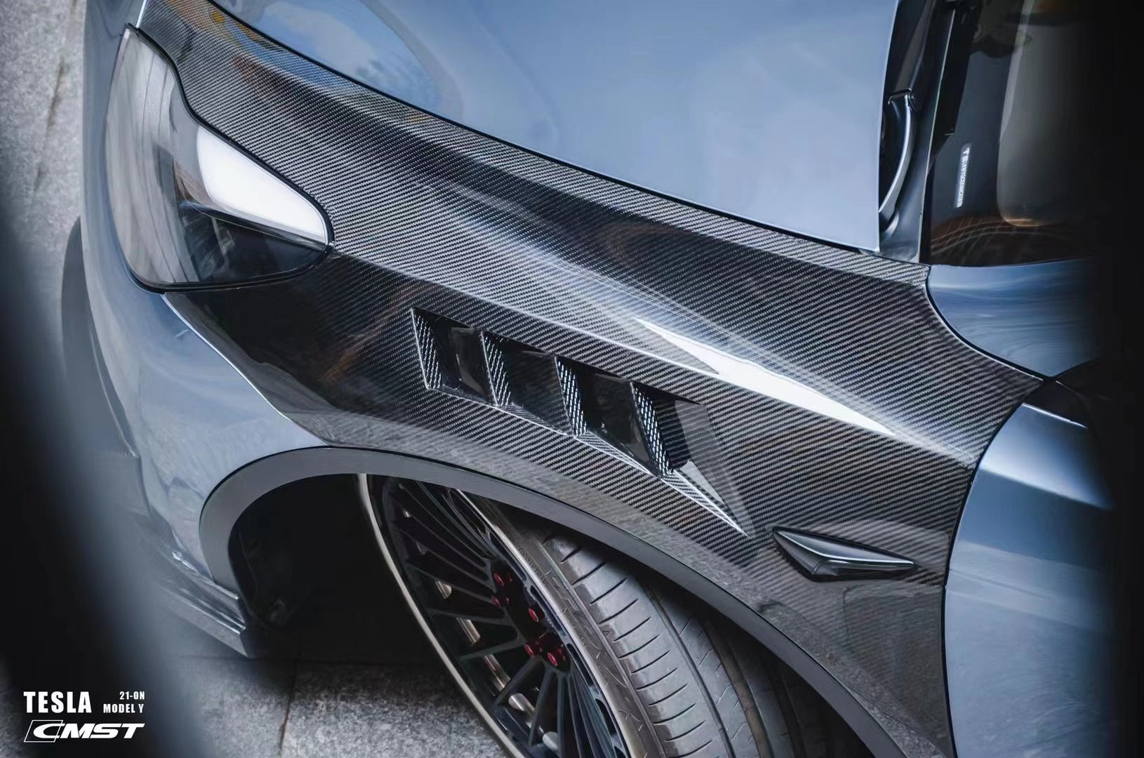 CMST - TESLA MODEL Y CARBON FIBRE SIDE WING FENDERS - Aero Carbon UK