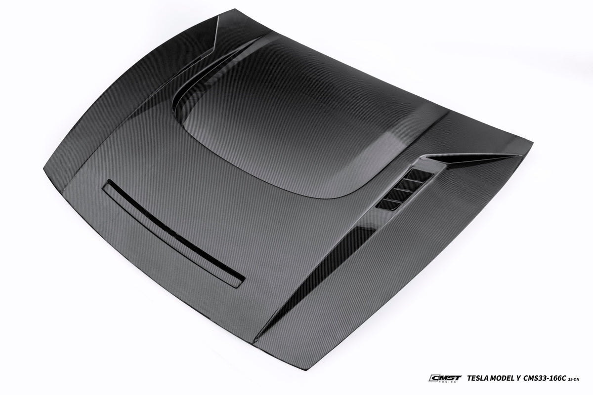 CMST - TESLA MODEL Y JUNIPER 2025+ CARBON FIBER / FRP V2 HOOD BONNET - Aero Carbon UK