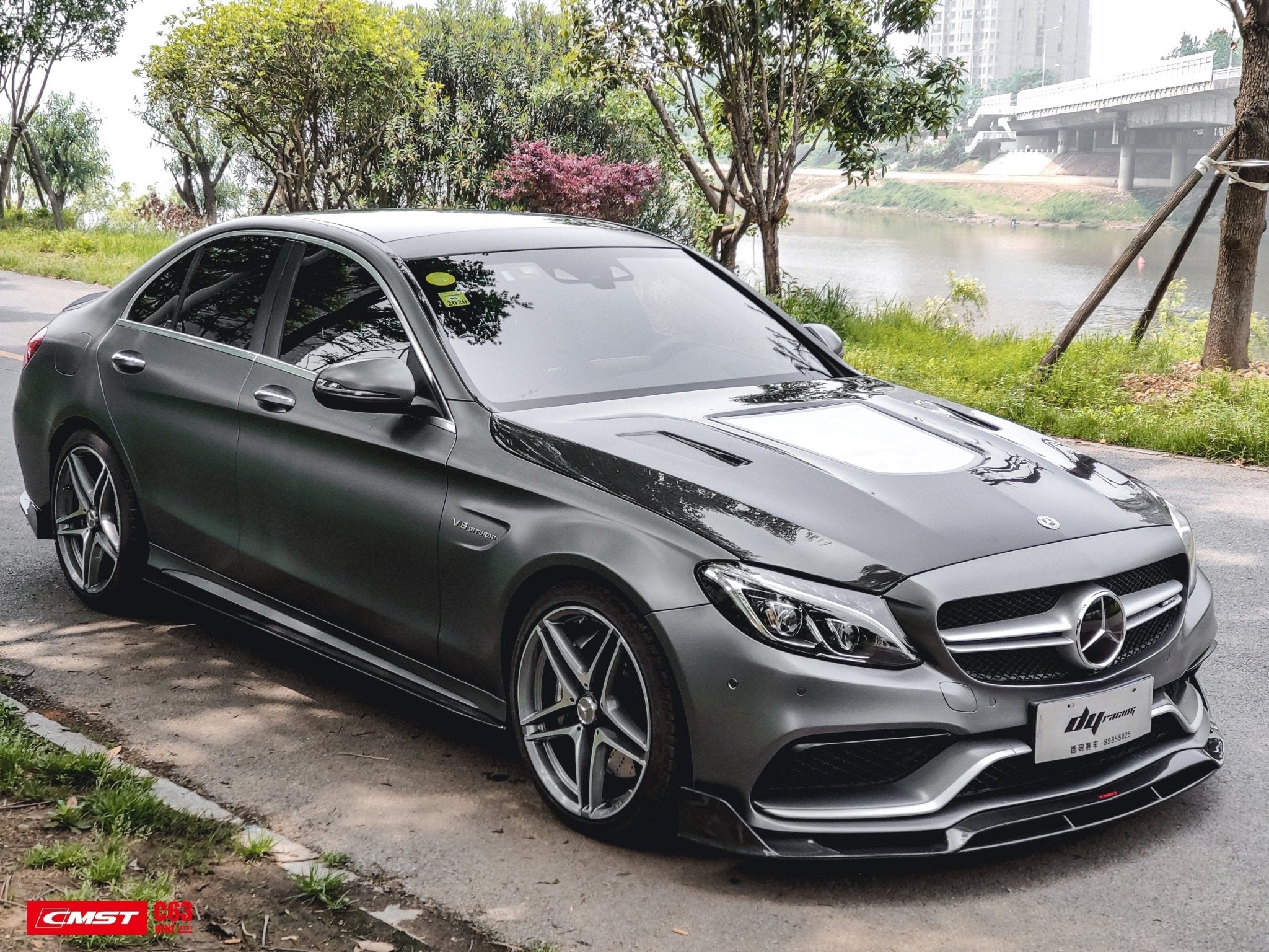 CMST Tuning Carbon Tempered Glass Transparent Hood For Mercedes Benz 2015-2020 AMG C63 Sedan Coupe 2 Door 4 Door - Aero Carbon UK