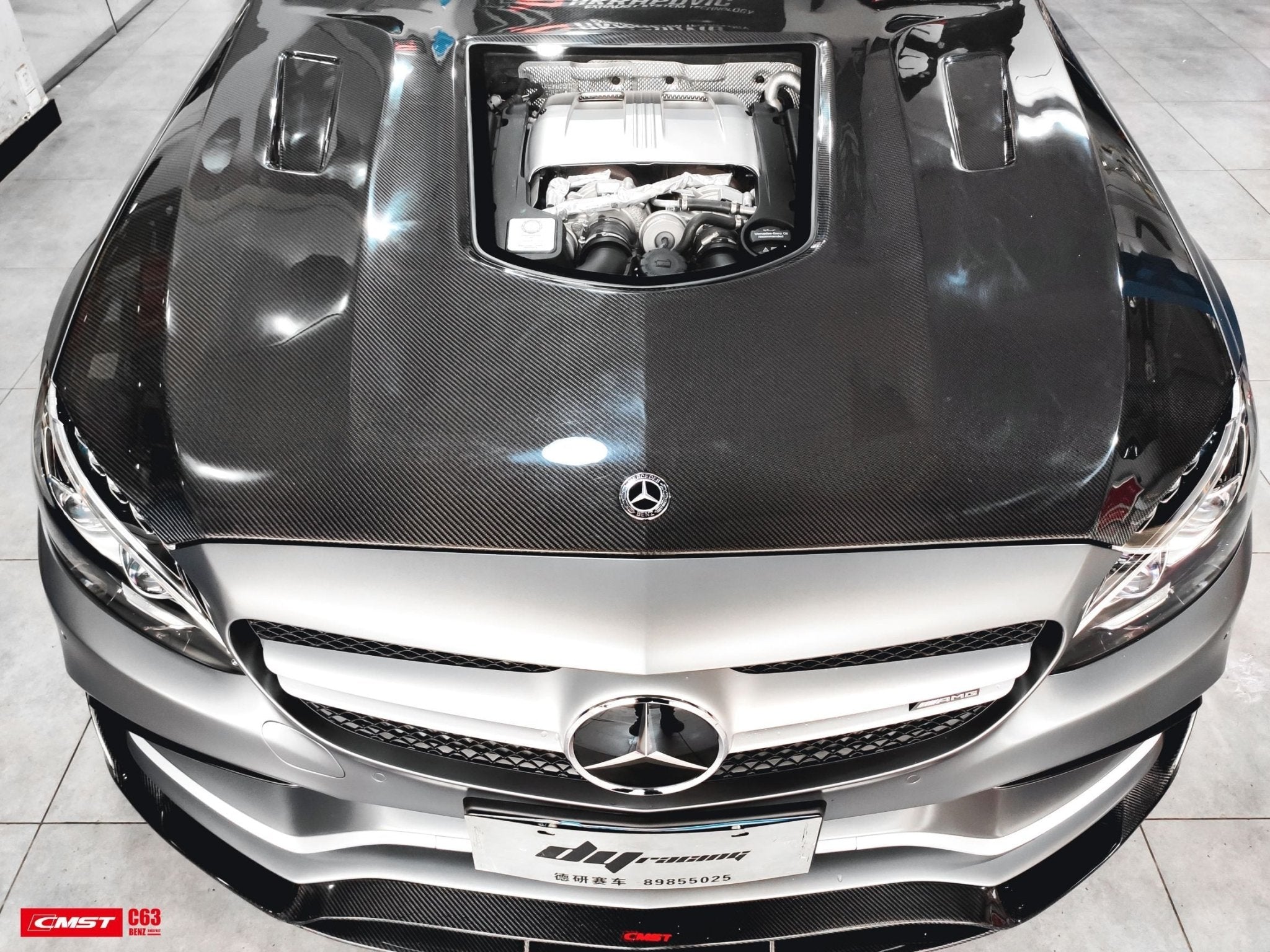 CMST Tuning Carbon Tempered Glass Transparent Hood For Mercedes Benz 2015-2020 AMG C63 Sedan Coupe 2 Door 4 Door - Aero Carbon UK
