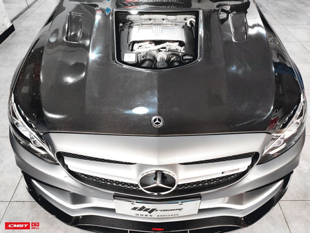 CMST Tuning Carbon Tempered Glass Transparent Hood For Mercedes Benz 2015-2020 AMG C63 Sedan Coupe 2 Door 4 Door - Aero Carbon UK