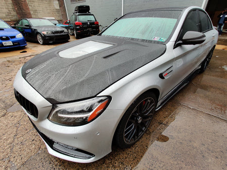 CMST Tuning Carbon Tempered Glass Transparent Hood For Mercedes Benz 2015-2020 AMG C63 Sedan Coupe 2 Door 4 Door - Aero Carbon UK