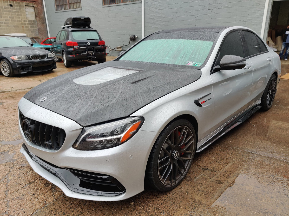 CMST Tuning Carbon Tempered Glass Transparent Hood For Mercedes Benz 2015-2020 AMG C63 Sedan Coupe 2 Door 4 Door - Aero Carbon UK