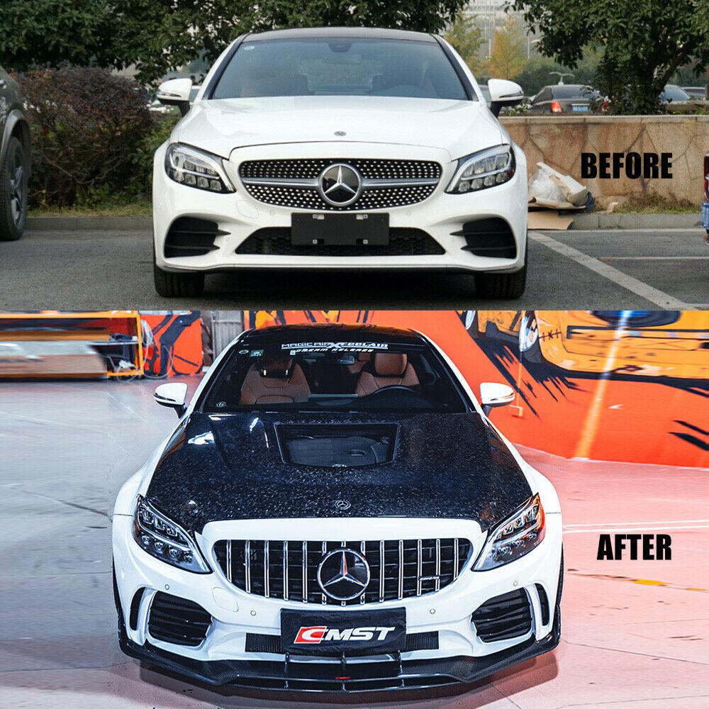 CMST Tuning Carbon Tempered Glass Transparent Hood For Mercedes Benz 2015-2020 W205 C300 C43 2 Door 4 Door Ver.2 - Aero Carbon UK
