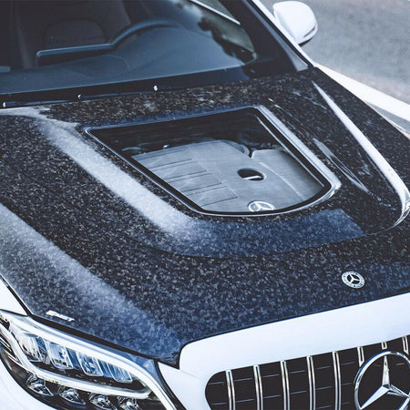 CMST Tuning Carbon Tempered Glass Transparent Hood For Mercedes Benz 2015-2020 W205 C300 C43 2 Door 4 Door Ver.2 - Aero Carbon UK