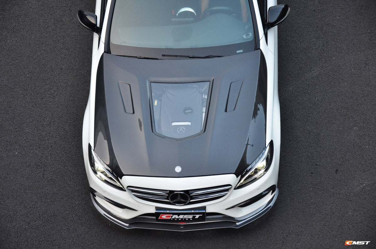 CMST Tuning Carbon Tempered Glass Transparent Hood For Mercedes Benz 2015-2020 W205 C300 C43 Sedan Coupe 2 Door 4 Door Ver.1 - Aero Carbon UK