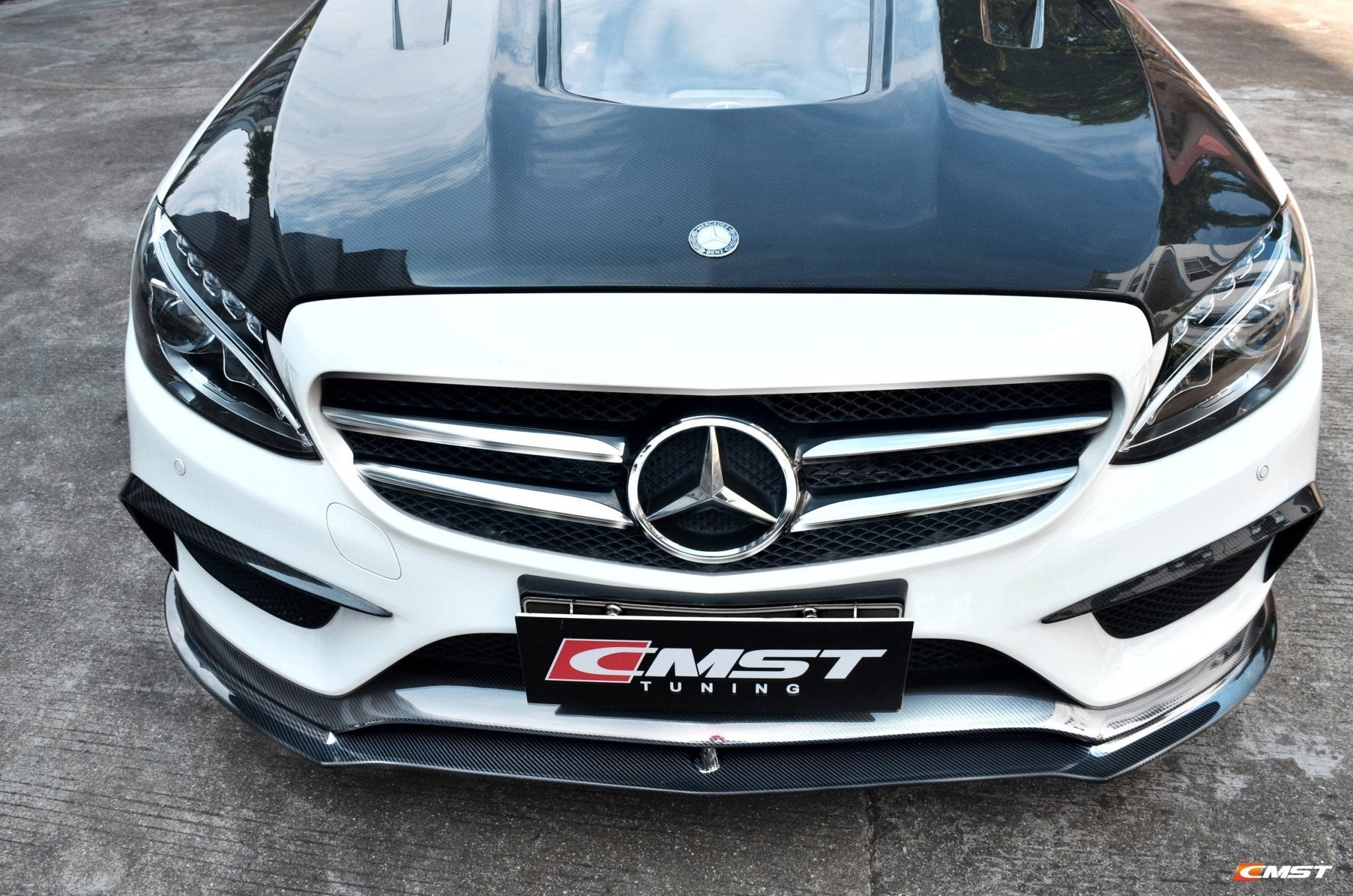 CMST Tuning Carbon Tempered Glass Transparent Hood For Mercedes Benz 2015-2020 W205 C300 C43 Sedan Coupe 2 Door 4 Door Ver.1 - Aero Carbon UK