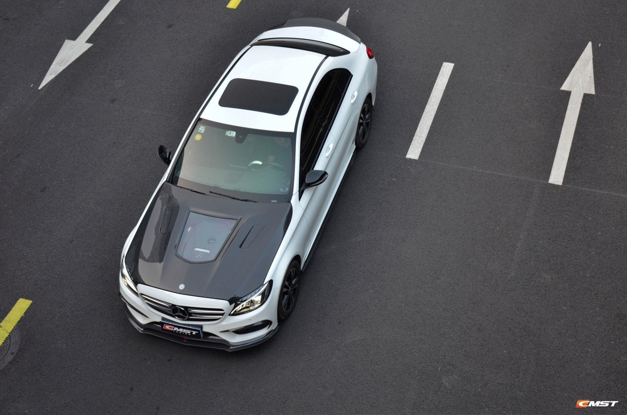 CMST Tuning Carbon Tempered Glass Transparent Hood For Mercedes Benz 2015-2020 W205 C300 C43 Sedan Coupe 2 Door 4 Door Ver.1 - Aero Carbon UK