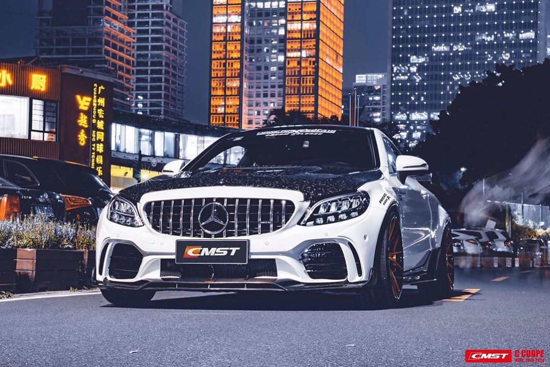 CMST Tuning Front Bumper for Mercedes-Benz C43 C300 2015-2021 Coupe Sedan PP Polyurethane - Aero Carbon UK