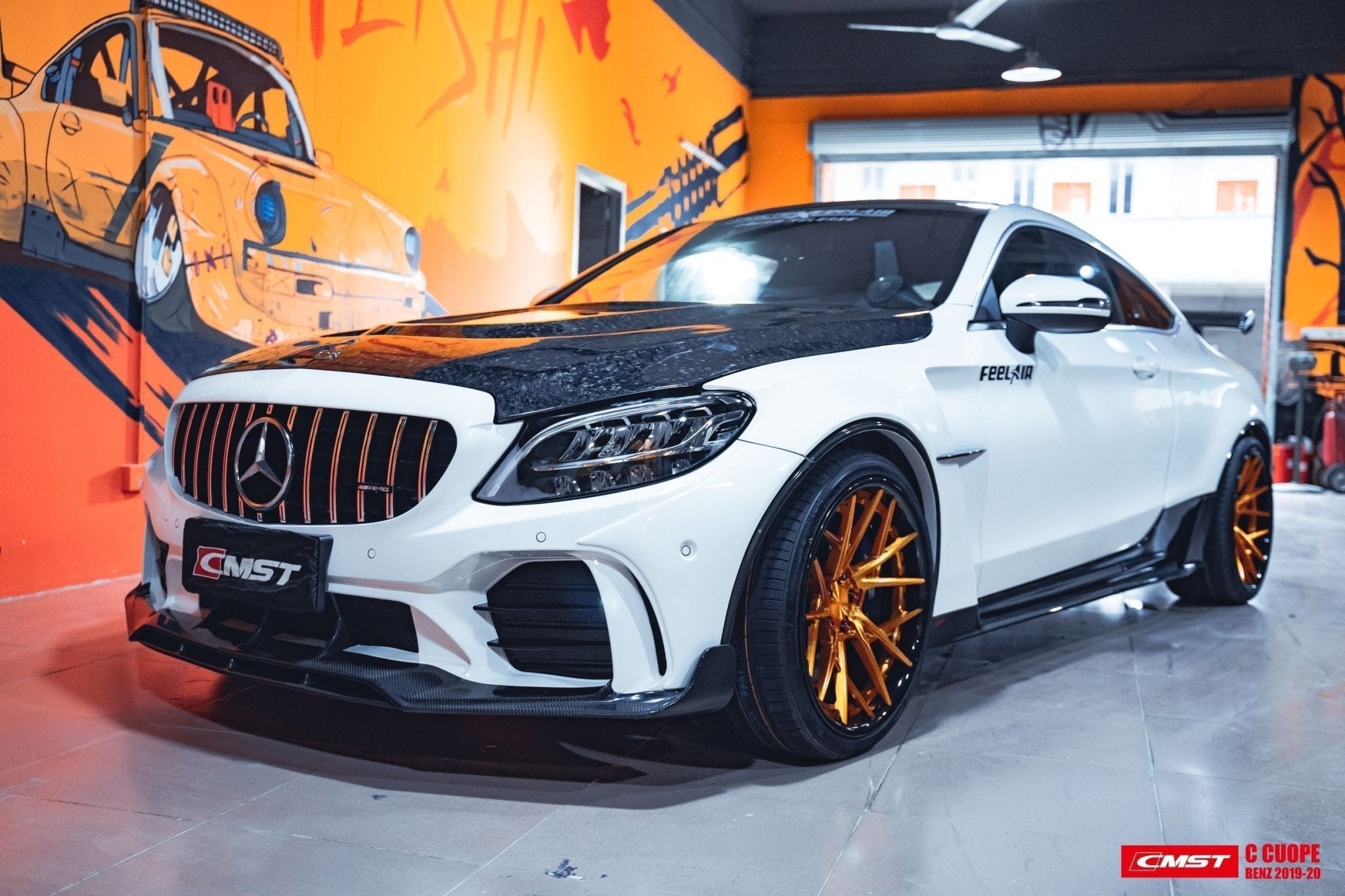 CMST Tuning Front Bumper for Mercedes-Benz C43 C300 2015-2021 Coupe Sedan PP Polyurethane - Aero Carbon UK