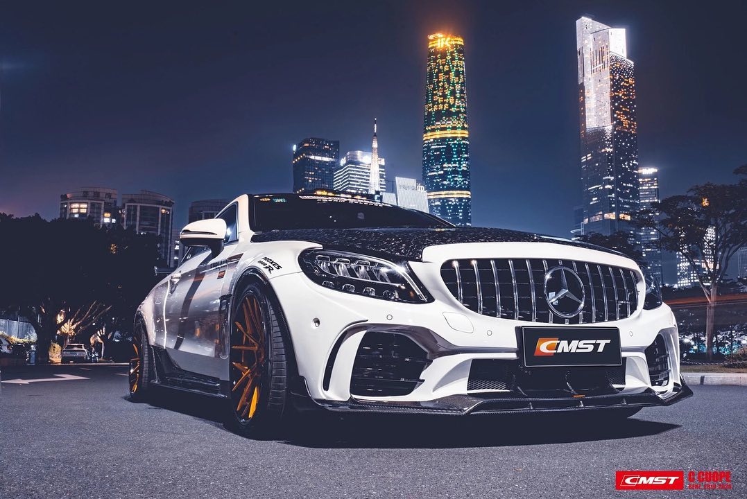 CMST Tuning Front Bumper for Mercedes-Benz C43 C300 2015-2021 Coupe Sedan PP Polyurethane - Aero Carbon UK