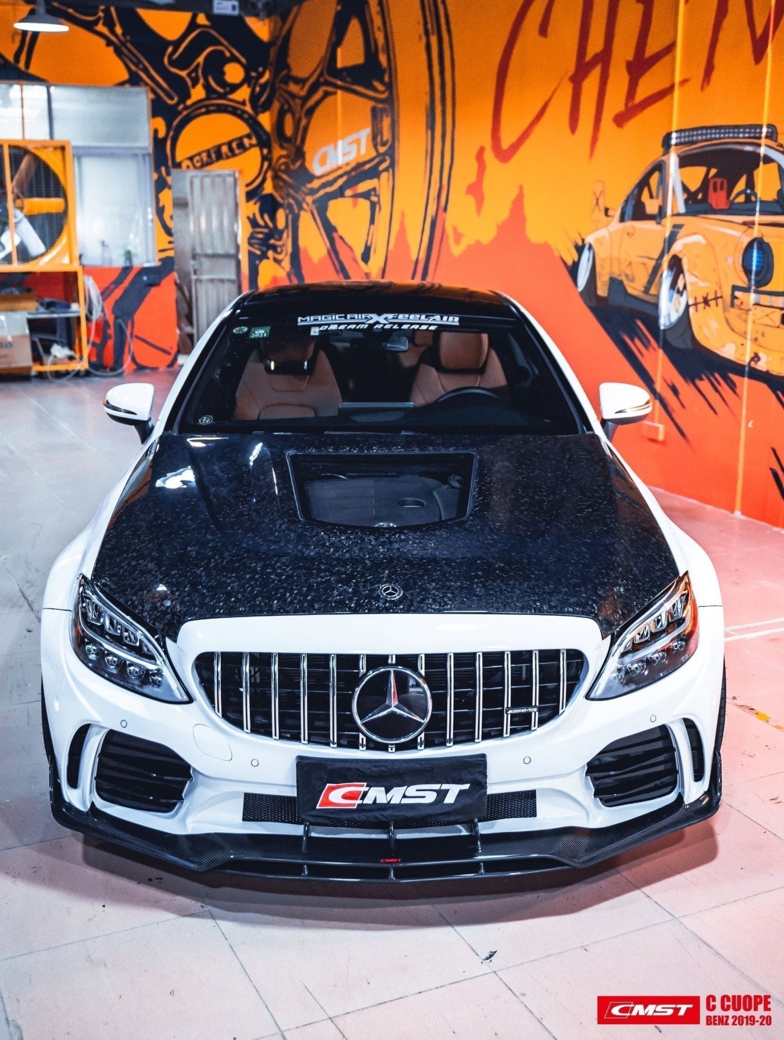CMST Tuning Front Bumper for Mercedes-Benz C43 C300 2015-2021 Coupe Sedan PP Polyurethane - Aero Carbon UK