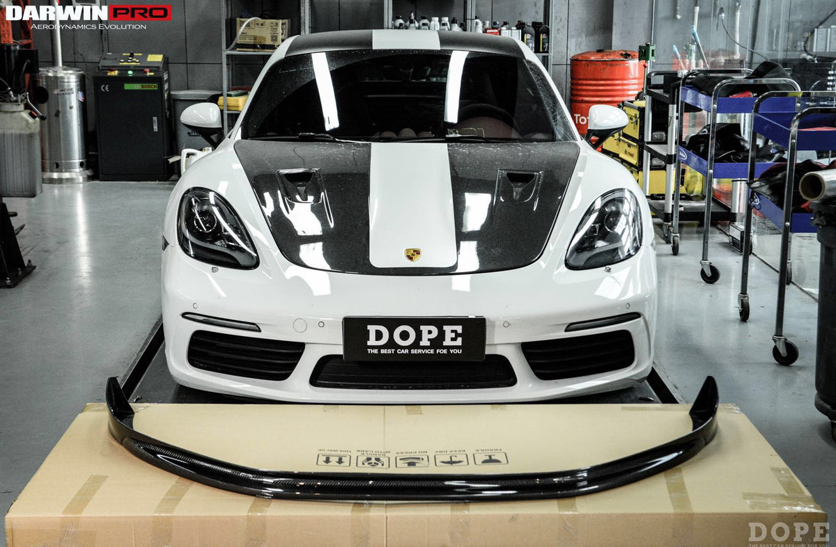 DarwinPRO 2016-2024 Porsche 718 Cayman & Boxster BKSS Style Carbon Fiber Front Lip - Aero Carbon UK