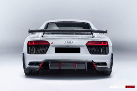 DARWINPRO - AUDI R8 GEN 2 4S COUPE / SPYDER 2016-24 PERFORMANCE PARTS STYLE DRY CARBON FIBRE TRUNK WING WITH ALUMINIUM LEGS - Aero Carbon UK