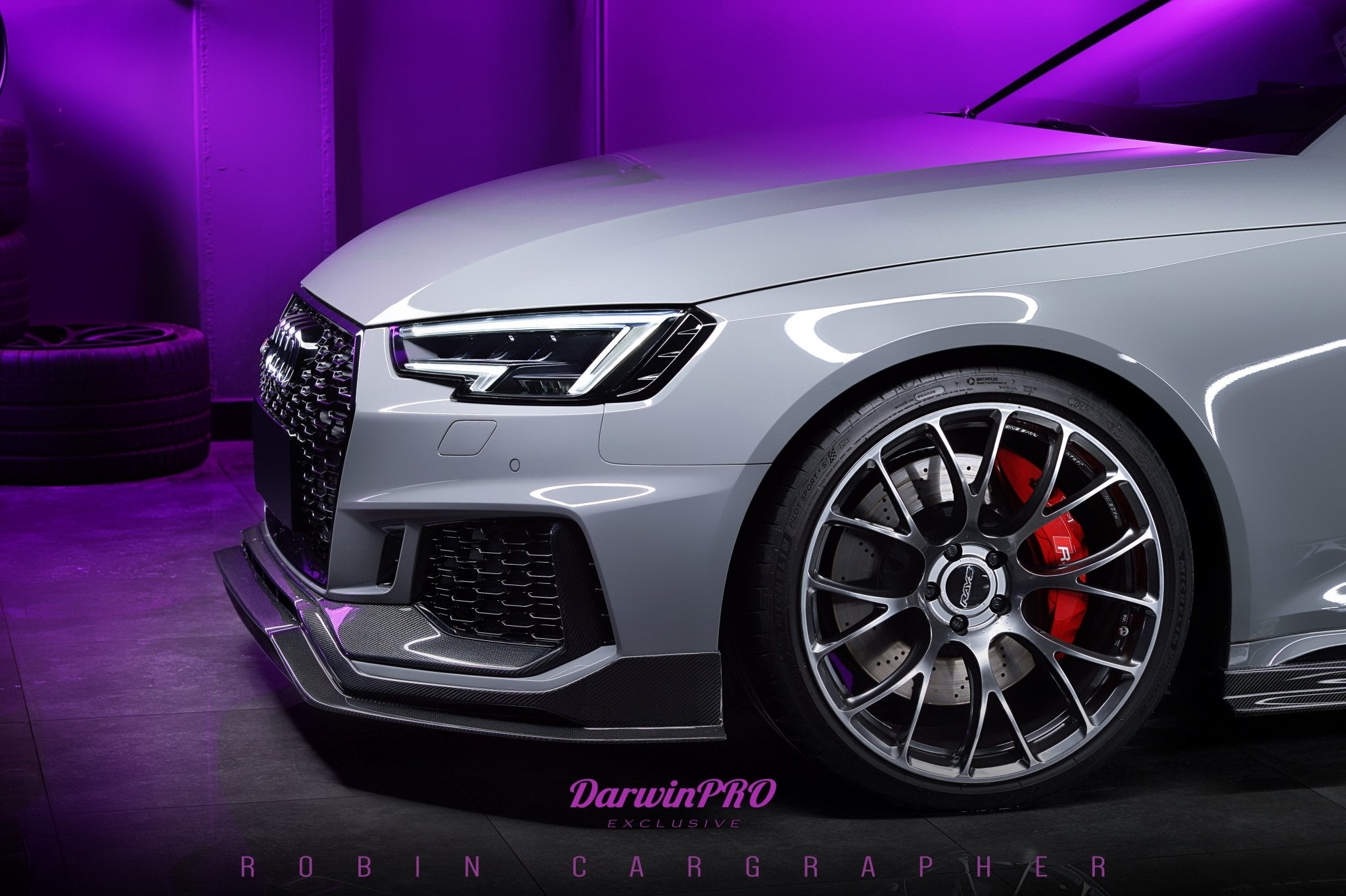 DARWINPRO - AUDI RS4 B9 2017 - 2019 CARBON FIBRE BKSS STYLE FRONT LIP - Aero Carbon UK