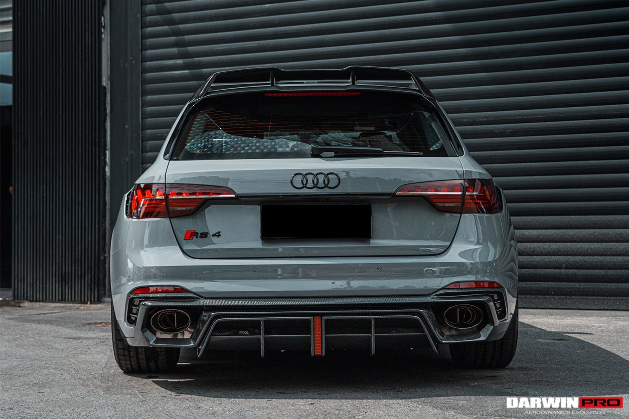 DARWINPRO - AUDI RS4 B9 B9.5 2017 - 2024 CARBON FIBRE BKSS LED REAR DIFFUSER AND REAR SIDE SKIRTS - Aero Carbon UK