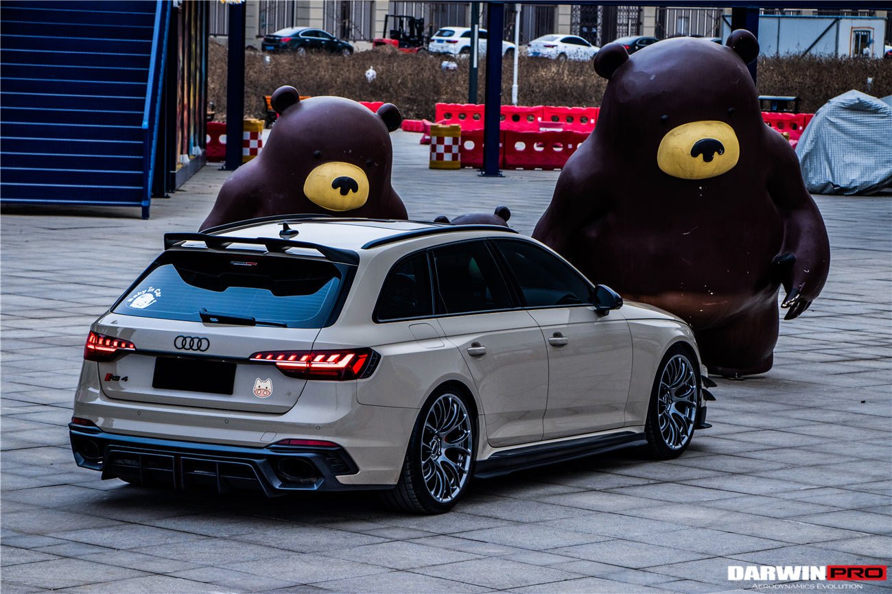 DARWINPRO - AUDI RS4 B9 B9.5 2017 - 2024 CARBON FIBRE BKSS LED REAR DIFFUSER AND REAR SIDE SKIRTS - Aero Carbon UK