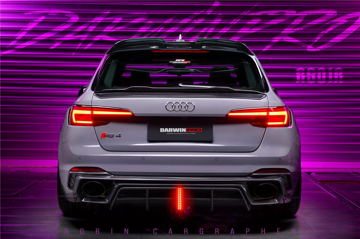 DARWINPRO - AUDI RS4 B9 B9.5 2017 - 2024 CARBON FIBRE BKSS LED REAR DIFFUSER AND REAR SIDE SKIRTS - Aero Carbon UK