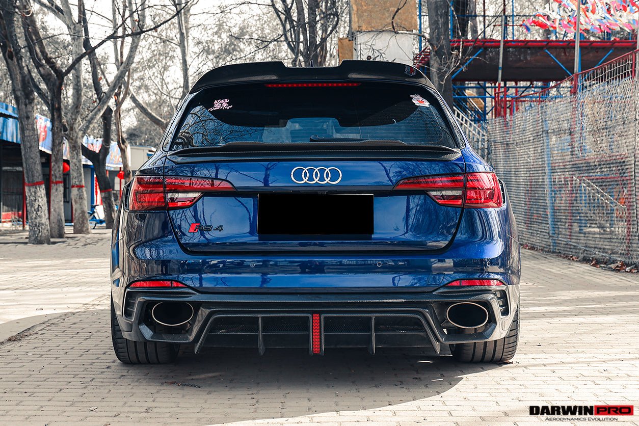 DARWINPRO - AUDI RS4 B9 B9.5 2017 - 2024 CARBON FIBRE BKSS LED REAR DIFFUSER AND REAR SIDE SKIRTS - Aero Carbon UK