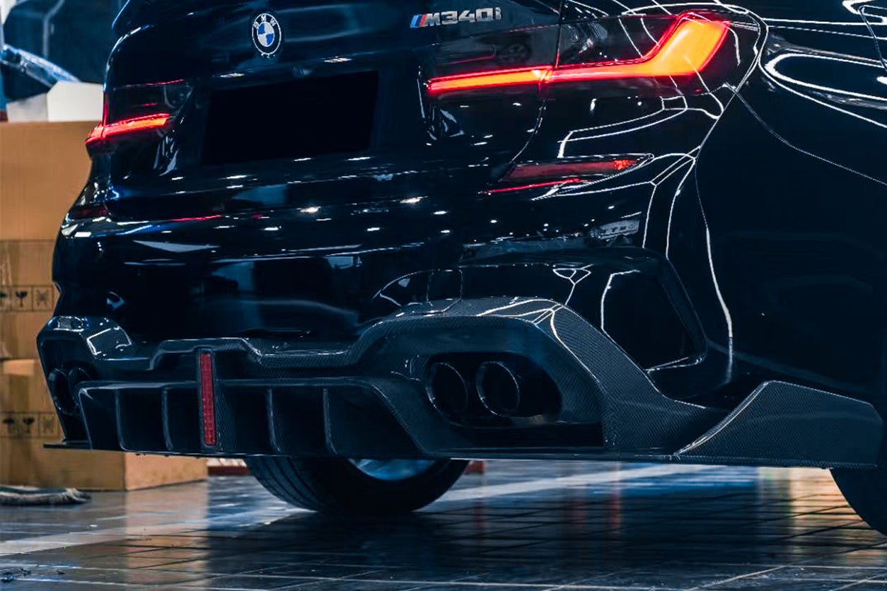DARWINPRO - BMW 3 SERIES G20 2019-2022 BKSS STYLE CARBON FIBRE REAR DIFFUSER (QUAD EXHAUST) - Aero Carbon UK