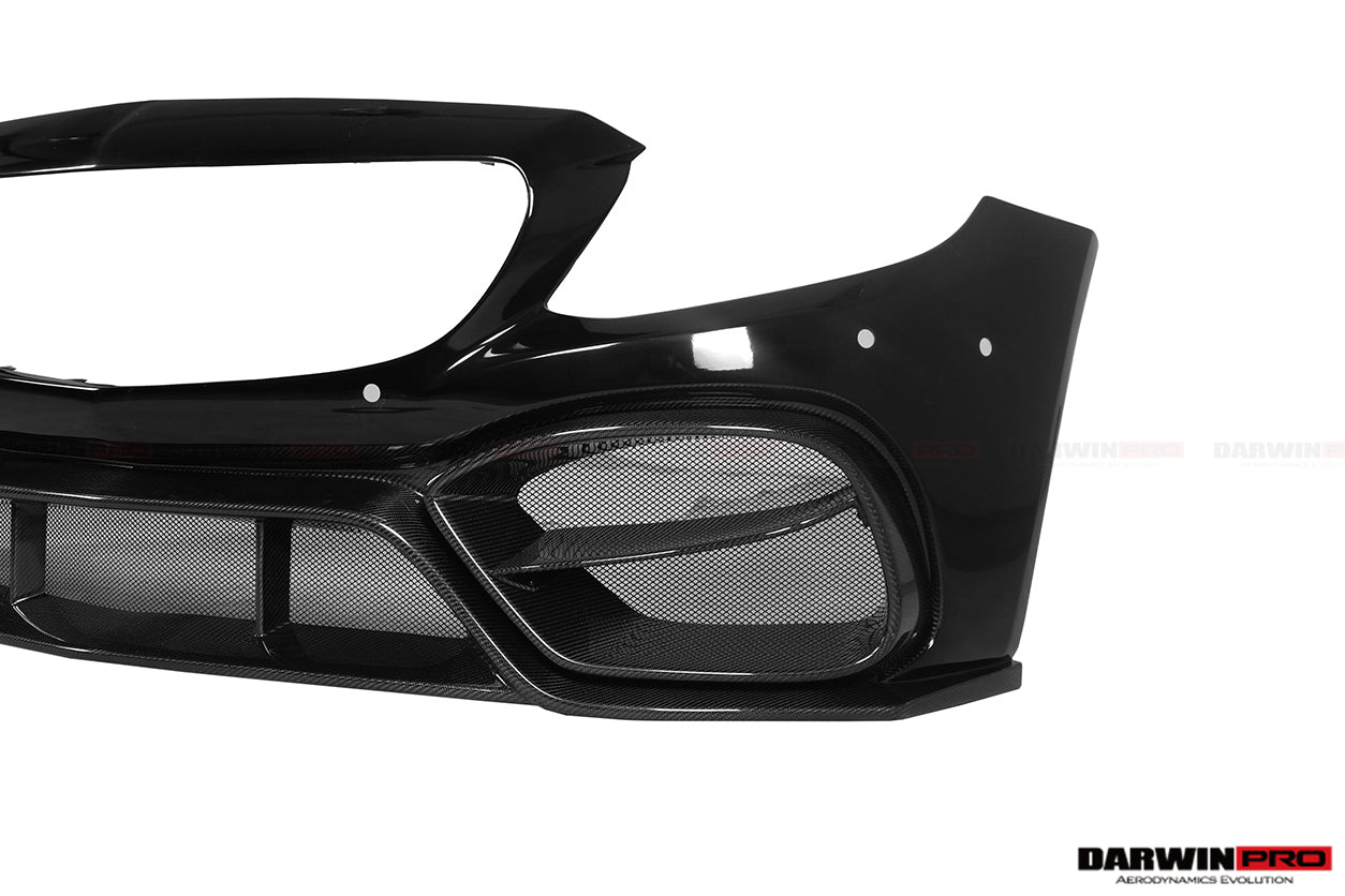 DARWINPRO - MERCEDES BENZ W205 C63 C63S 2015 - 2021 AMG COUPE IMP PERFORMANCE PARTIAL CARBON FIBER FRONT BUMPER WITH GRILL & CANARDS - Aero Carbon UK