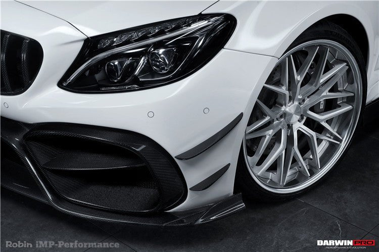 DARWINPRO - MERCEDES BENZ W205 C63 C63S 2015 - 2021 AMG COUPE IMP PERFORMANCE PARTIAL CARBON FIBER FRONT BUMPER WITH GRILL & CANARDS - Aero Carbon UK