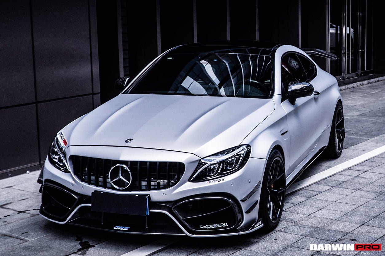 DARWINPRO - MERCEDES BENZ W205 C63 & C6S AMG COUPE 2015 - 2021 PARTIAL CARBON FIBER FRONT BUMPER WITH CANARDS - Aero Carbon UK