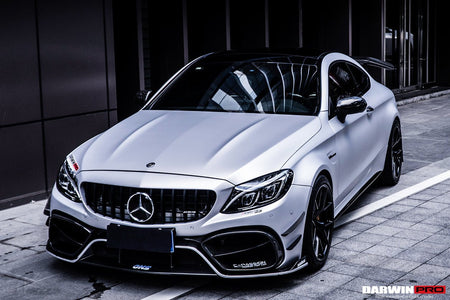 DARWINPRO - MERCEDES BENZ W205 C63 & C6S AMG COUPE 2015 - 2021 PARTIAL CARBON FIBER FRONT BUMPER WITH CANARDS - Aero Carbon UK