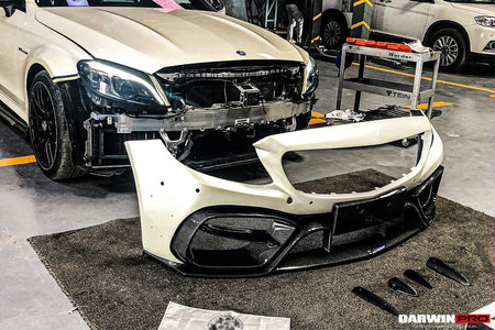 DARWINPRO - MERCEDES BENZ W205 C63 & C6S AMG COUPE 2015 - 2021 PARTIAL CARBON FIBER FRONT BUMPER WITH CANARDS - Aero Carbon UK