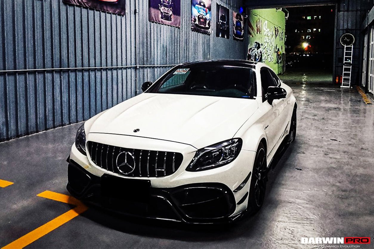 DARWINPRO - MERCEDES BENZ W205 C63 & C6S AMG COUPE 2015 - 2021 PARTIAL CARBON FIBER FRONT BUMPER WITH CANARDS - Aero Carbon UK