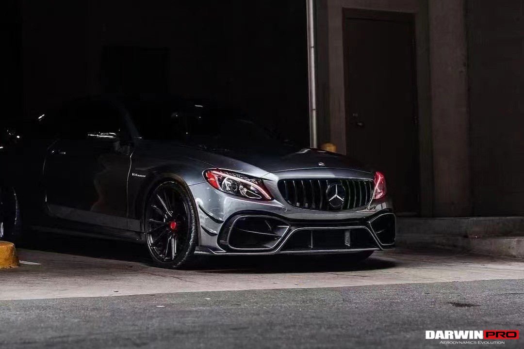 DARWINPRO - MERCEDES BENZ W205 C63 & C6S AMG COUPE 2015 - 2021 PARTIAL CARBON FIBER FRONT BUMPER WITH CANARDS - Aero Carbon UK