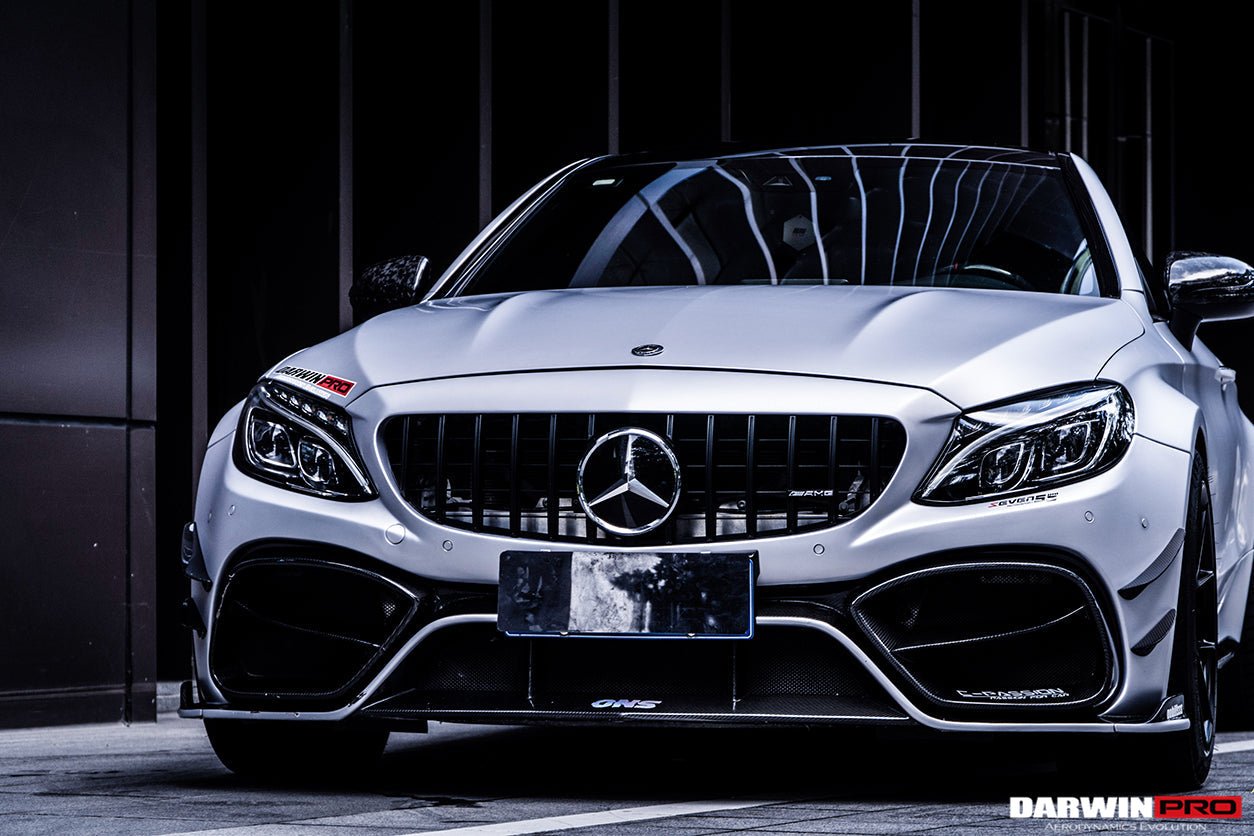 DARWINPRO - MERCEDES BENZ W205 C63 & C6S AMG COUPE 2015 - 2021 PARTIAL CARBON FIBER FRONT BUMPER WITH CANARDS - Aero Carbon UK