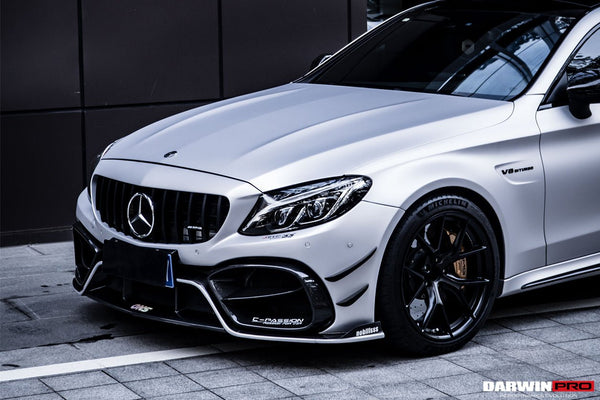DARWINPRO - MERCEDES BENZ W205 C63 & C6S AMG COUPE 2015 -2021 PARTIAL CARBON FIBER FRONT BUMPER WITH CANARDS