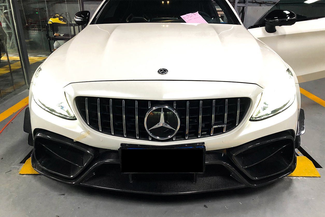 DARWINPRO - MERCEDES BENZ W205 C63 & C6S AMG COUPE 2015 - 2021 PARTIAL CARBON FIBER FRONT BUMPER WITH CANARDS - Aero Carbon UK