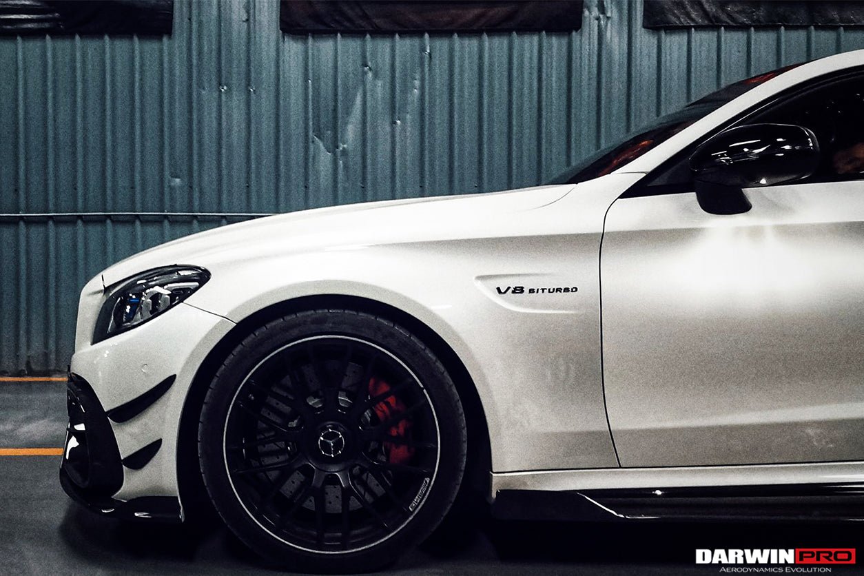 DARWINPRO - MERCEDES BENZ W205 C63 & C6S AMG COUPE 2015 - 2021 PARTIAL CARBON FIBER FRONT BUMPER WITH CANARDS - Aero Carbon UK