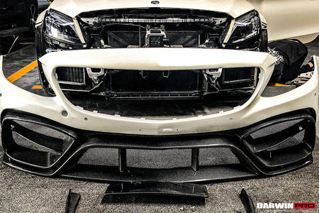 DARWINPRO - MERCEDES BENZ W205 C63 & C6S AMG COUPE 2015 - 2021 PARTIAL CARBON FIBER FRONT BUMPER WITH CANARDS - Aero Carbon UK
