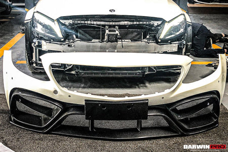 DARWINPRO - MERCEDES BENZ W205 C63 & C6S AMG COUPE 2015 - 2021 PARTIAL CARBON FIBER FRONT BUMPER WITH CANARDS - Aero Carbon UK