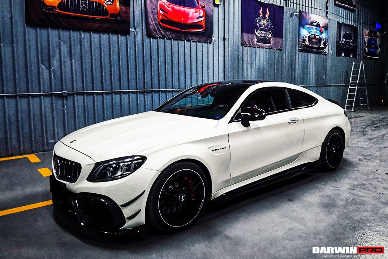 DARWINPRO - MERCEDES BENZ W205 C63 & C6S AMG COUPE 2015 - 2021 PARTIAL CARBON FIBER FRONT BUMPER WITH CANARDS - Aero Carbon UK